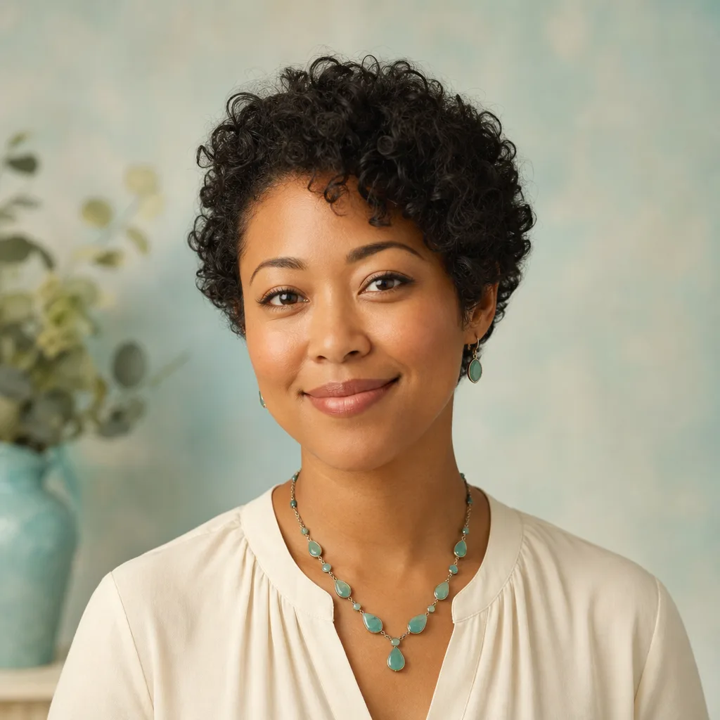 Kira Bell, studio portrait with warm neutral backdrop, open expression, soft natural lighting, 400x400